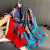 Peach Accessories TT271 Flowers print satin scarf in Blue/Red