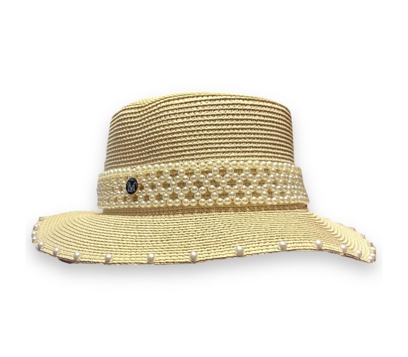 WA175 Straw Sun Hat with Pearl detail