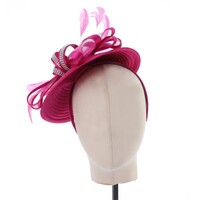 TGH071 Fuchsia Sinamay Fastenator w/Diamonte