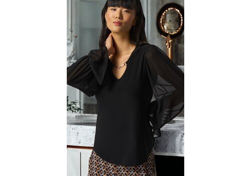 Joseph Ribkoff Joseph Ribkoff Black Ruffle Sleeve Blouse