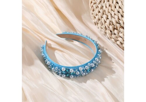 Peach Accessories HA783 Pearls and crystals mix headband in Blue