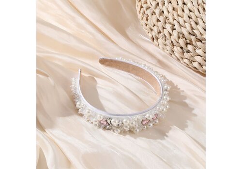 Peach Accessories HA783 Pearls and crystals mix headband in Ivory