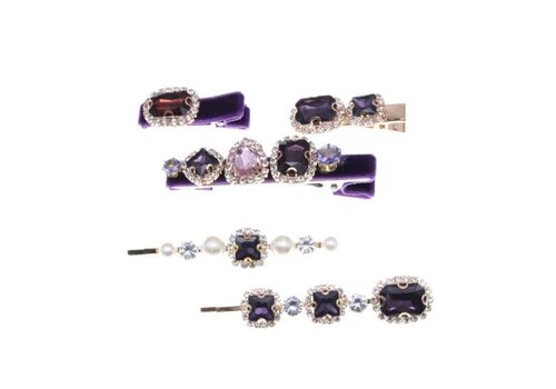 Peach Accessories SS16 velvet hair clips set of 5 pieces in Purple