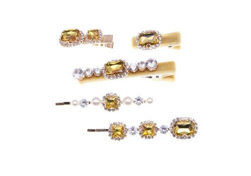 Peach Accessories SS16 velvet hair clips set of 5 pieces in Gold