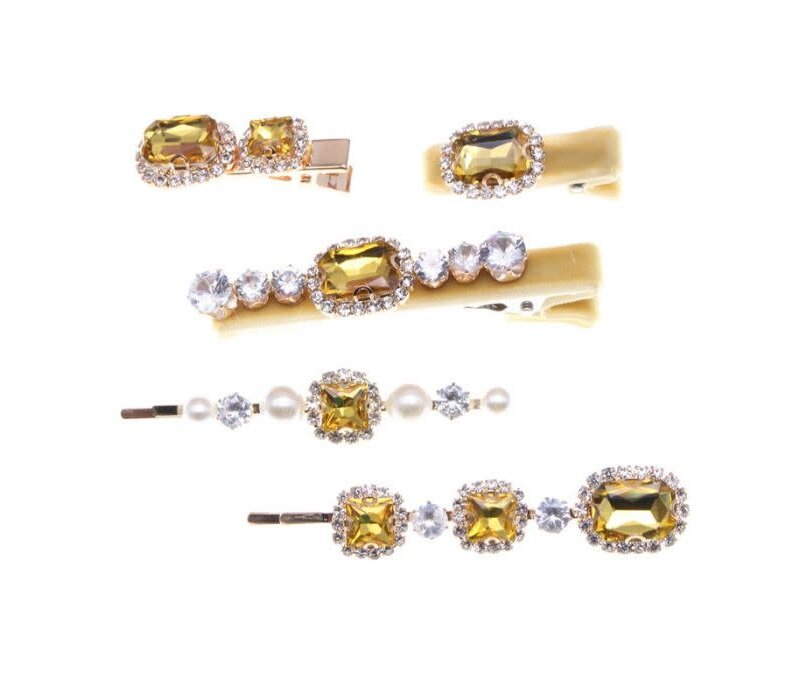 SS16 velvet hair clips set of 5 pieces in Gold