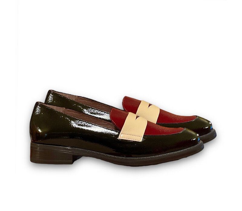 Wonders A-7251 Blk/Wine/Cream Loafer