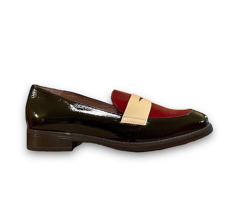 Wonders A-7251 Blk/Wine/Cream Loafer