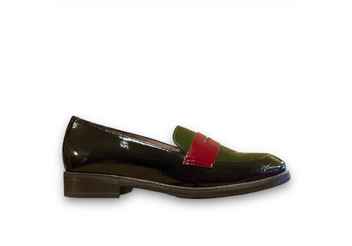 Wonders Wonders A-7251 Blk/Green/Wine Loafer