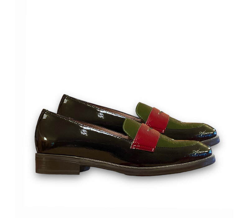 Wonders A-7251 Blk/Green/Wine Loafer