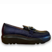 Wonders A-2821 Navy print slip on w/Buckle