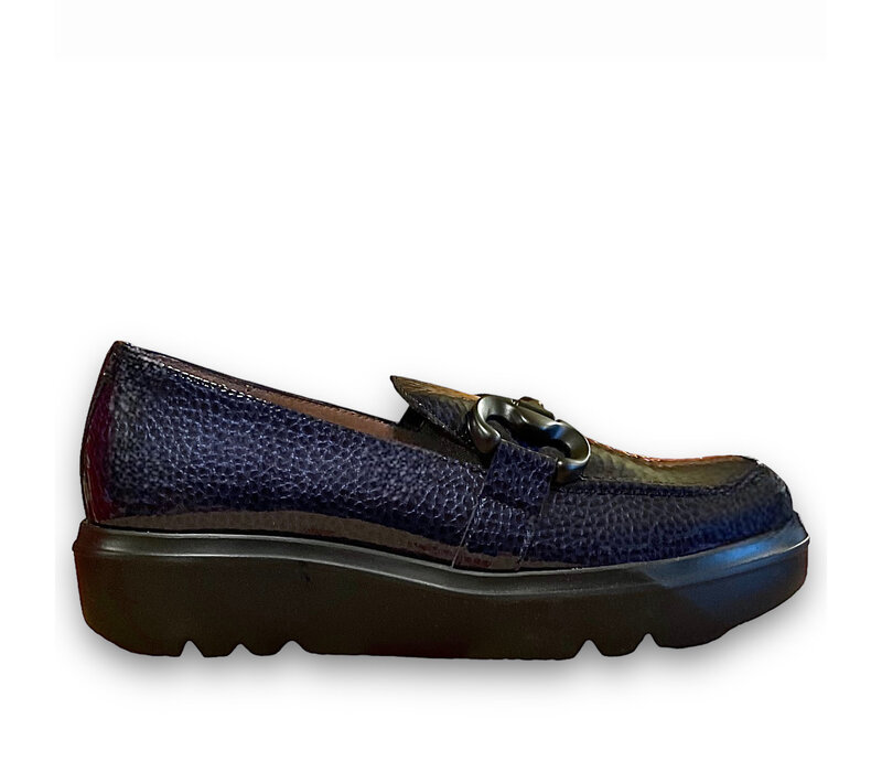 Wonders A-2821 Navy print slip on w/Buckle