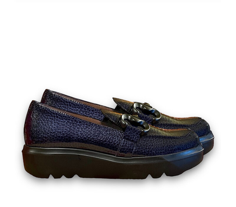 Wonders A-2821 Navy print slip on w/Buckle