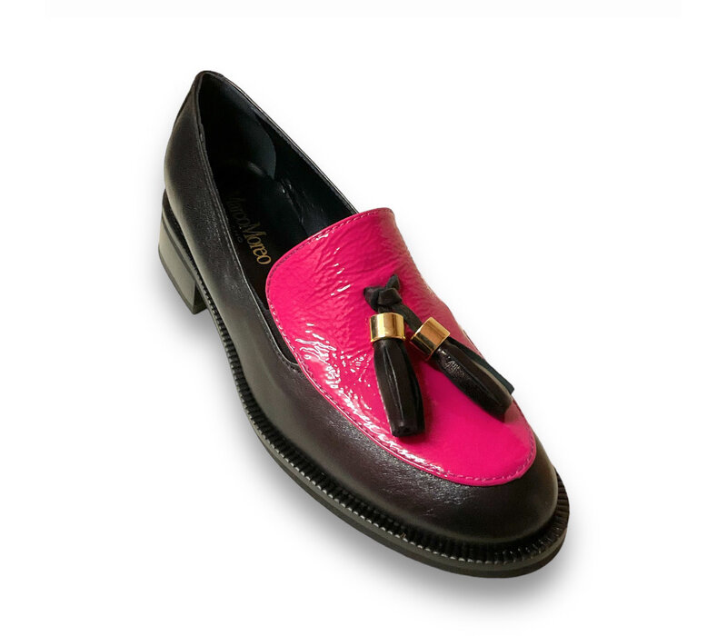 MarcoMoreo Black/Hot Pink Loafers
