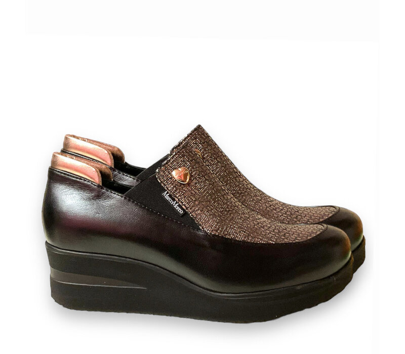 MarcoMoreo Black/Gold Slip-on wedge