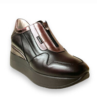 MarcoMoreo Black/Bronze front Zip Wedge