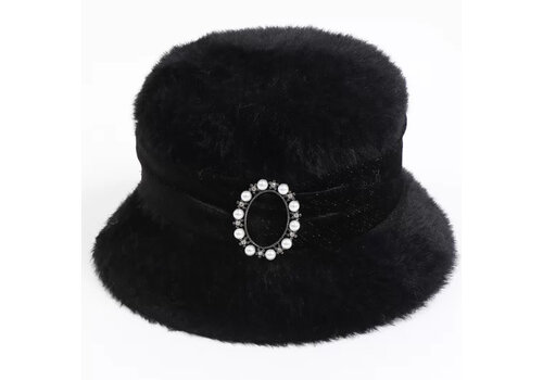 PIA ROSSINI A/W Pia Rossini ESME Black Velvet Hat w/Brooch