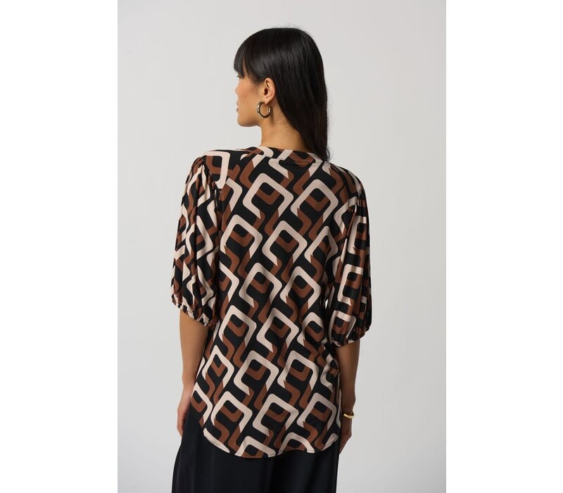 Joseph Ribkoff Geometric Print Puff Sleeve Top