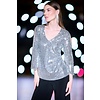 Joseph Ribkoff Joseph Ribkoff Silver Sequin Bell SleeveTop