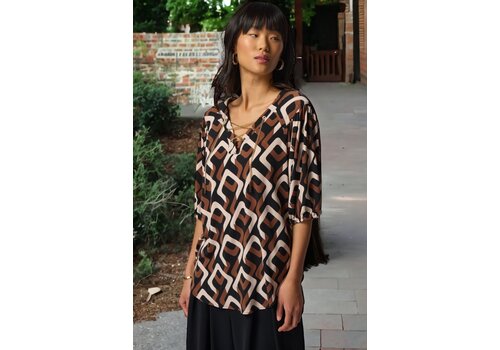 Joseph Ribkoff Joseph Ribkoff Geometric Print Puff Sleeve Top