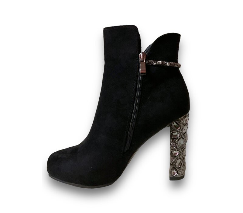 REDZ N3016 Black Suede 9.5cm Deco Heel