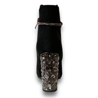 REDZ N3016 Black Suede 9.5cm Deco Heel