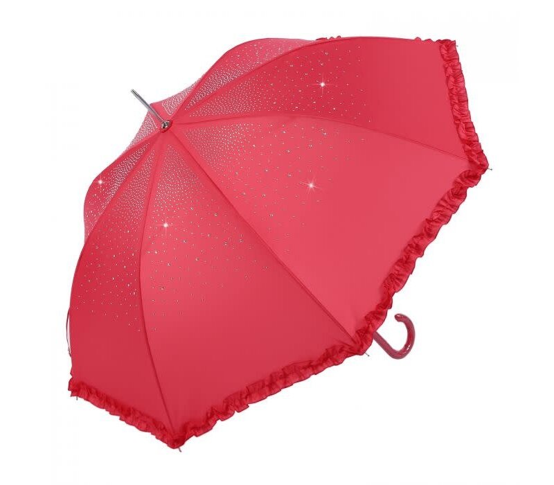 Peach TW09 Duck Red diamante frilly umbrella