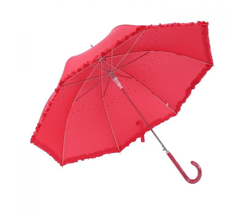 Peach TW09 Duck Red diamante frilly umbrella