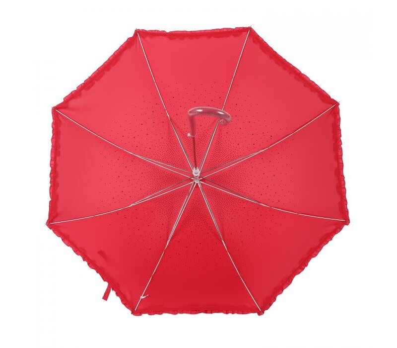 Peach TW09 Duck Red diamante frilly umbrella