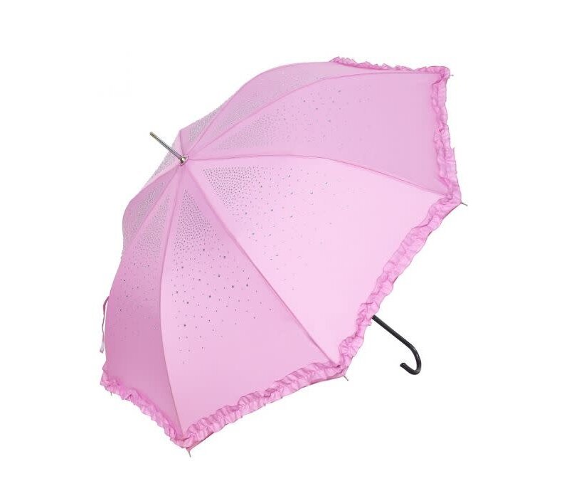 Peach TW09 Rose Pink diamante frilly umbrella