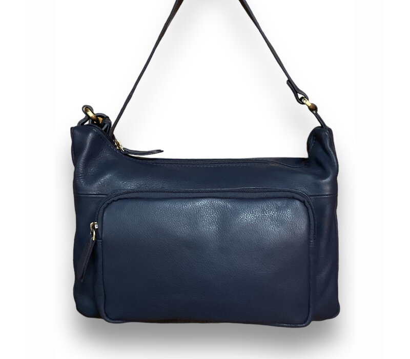 Rowallan 2637 Navy Scoop Top Leather Bag