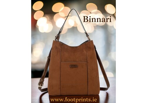 BINNARI BAGS Binnari 19931 Tan Suede Shoulder Bag