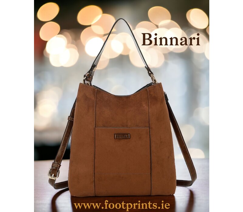 Binnari 19931 Tan Suede Shoulder Bag