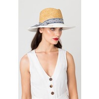 Pia Rossini ROSA Natural Wht/Navy Straw Hat
