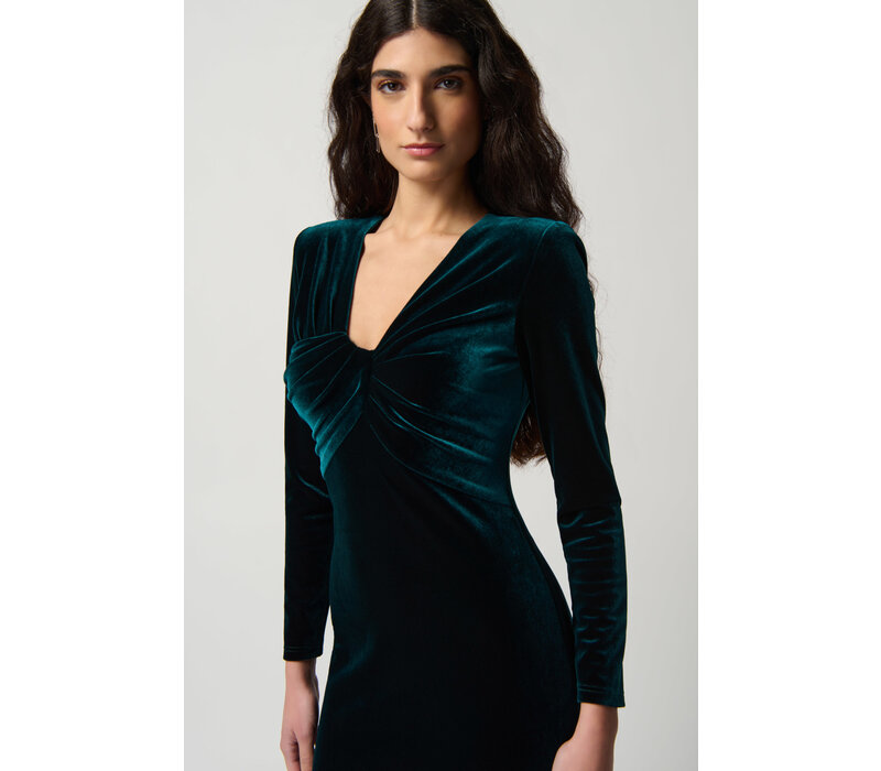 Joseph Ribkoff Velvet Dress With Gathered Neckline