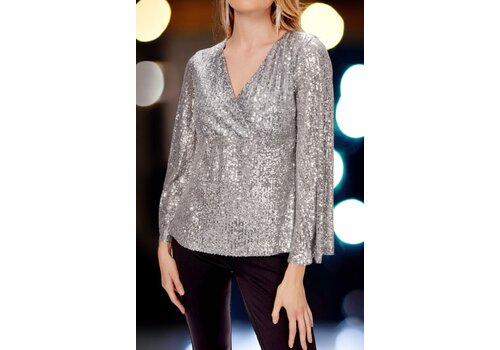 Joseph Ribkoff Joseph Ribkoff Sequin Fitted Top With  Bell Sleeves