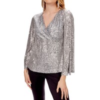 Joseph Ribkoff Sequin Fitted Top With  Bell Sleeves