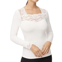 Ysabel Mora 70005 White Lace Fleece Lined Top