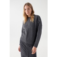 Salsa Grey cosy Sweater with shiny Buttons