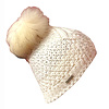 Seeberger Seeberger 019173 Cable knit Cream Beanie  w/Fur Pom