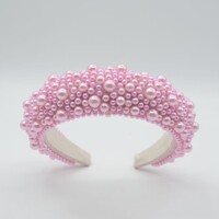 HA732 Baby Pink Chunky cluster pearl Headband