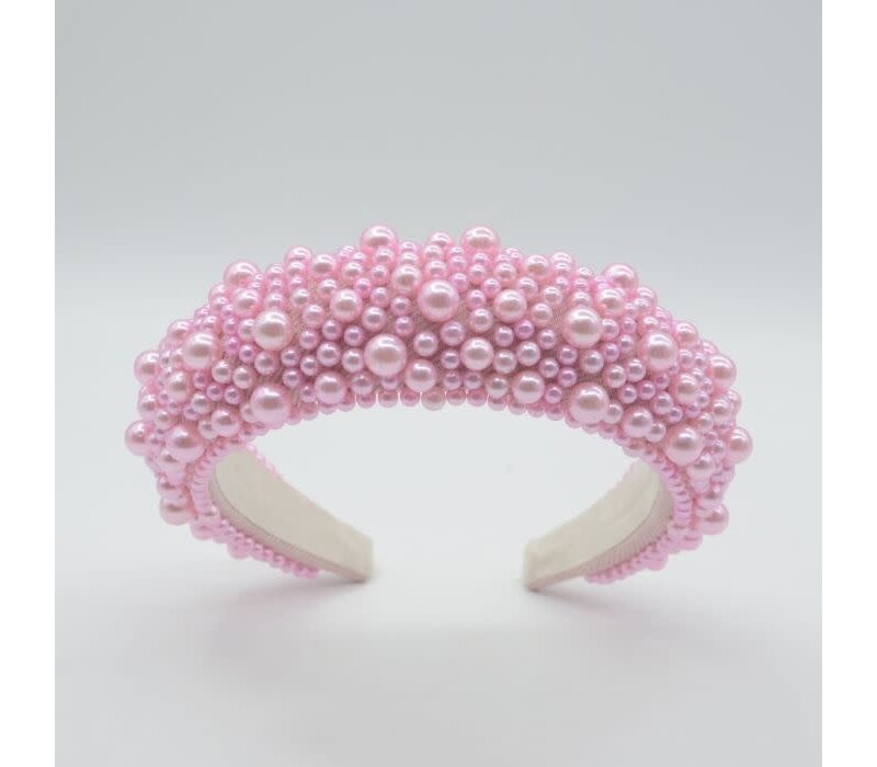 HA732 Baby Pink Chunky cluster pearl Headband