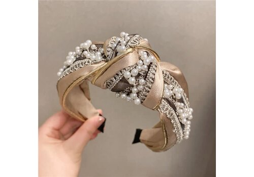 Peach Accessories HA793 Pearls embellished headband in Champagne