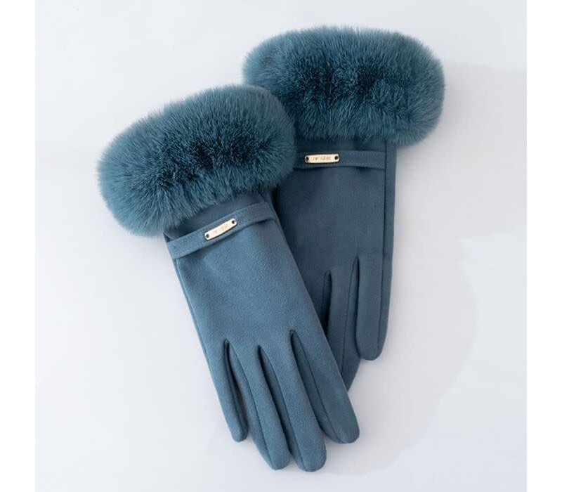 HA290 faux fur cosy lined gloves in Teal