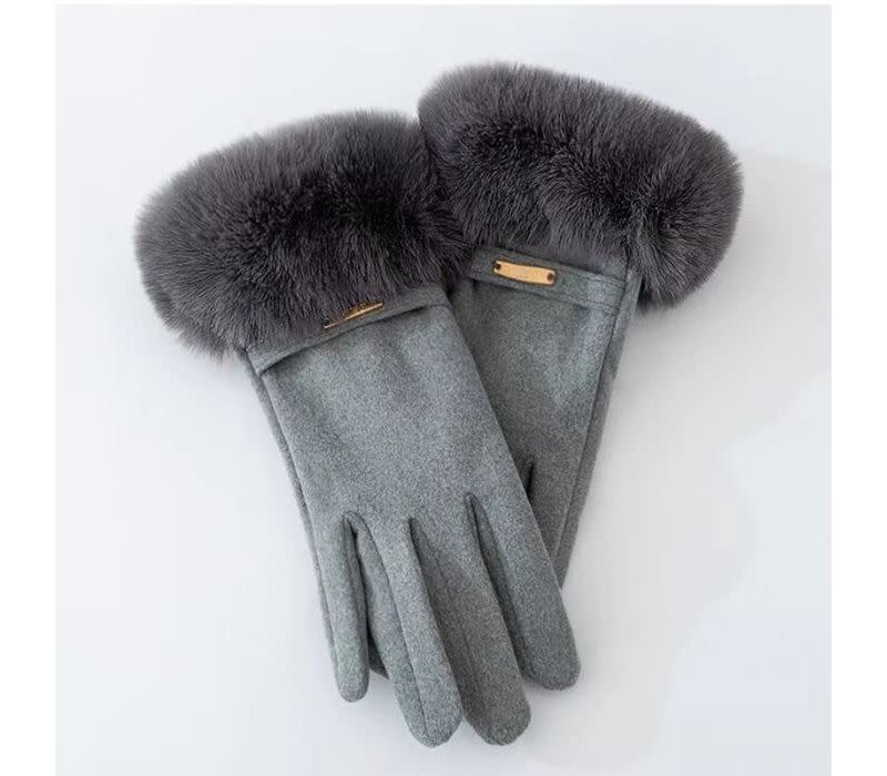 HA290 faux fur cosy lined gloves in Grey