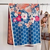Peach Accessories WS017 CC print and flowers wool scarf in Blue/Orange