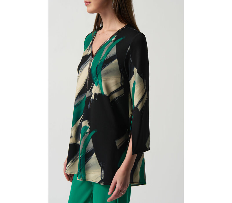 Joseph Ribkoff 233178 Abstract Print Fit-and-Flare Tunic