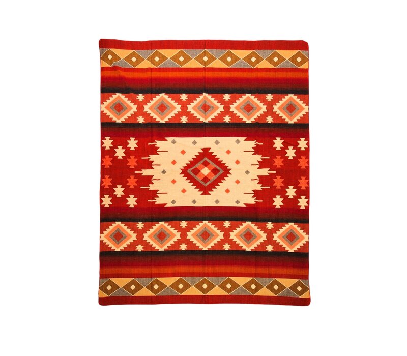 Quilotoa Red multi Native Alpaca Blanket