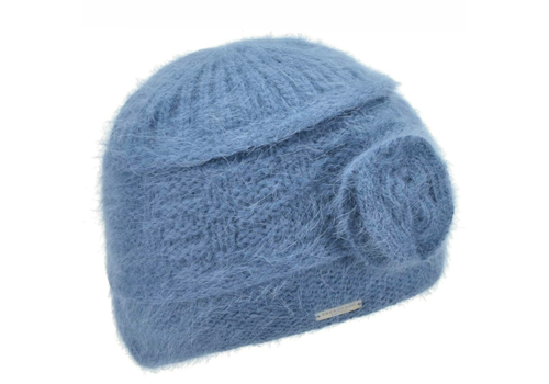 Seeberger Seeberger 019284 Blue Lined Angora Beanie