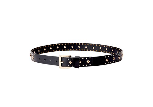 SALSA Salsa 21007609 Black leather Belt w/Gold Studs