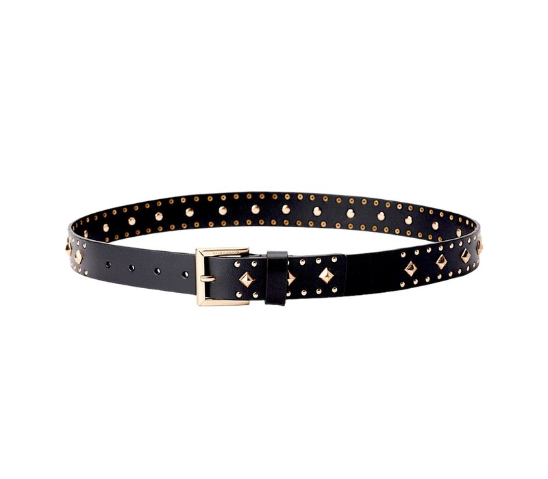 Salsa 21007609 Black leather Belt w/Gold Studs